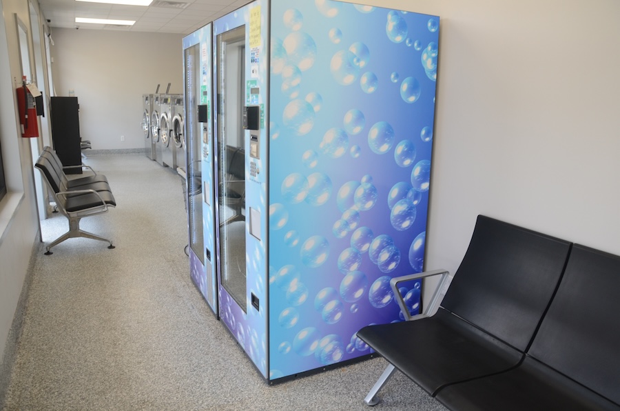 Seating area next to vending machine